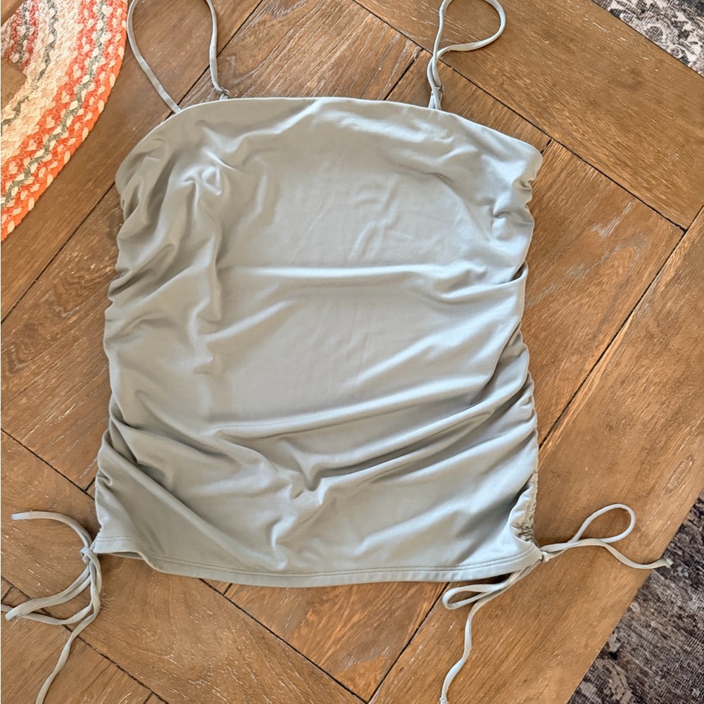 Express Greenish Gray Tank Top with Adjustable Straps